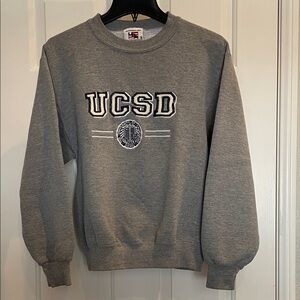 Vintage gray UCSD sweatshirt, crewneck with embroidered seal, Unisex adult small